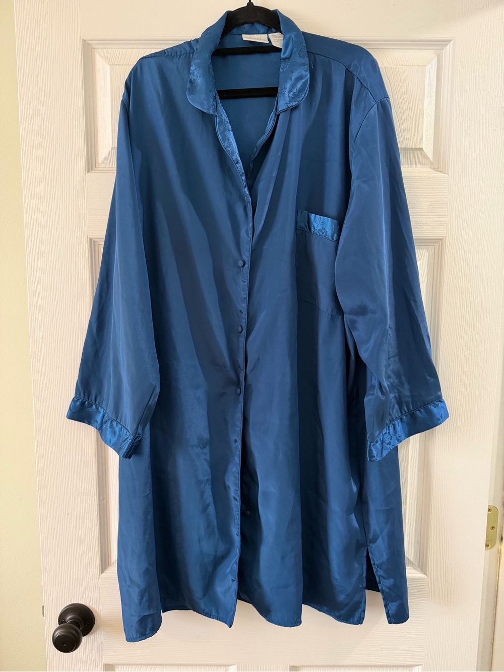 Secret Treasures Shiny Teal Blue Satin housedress